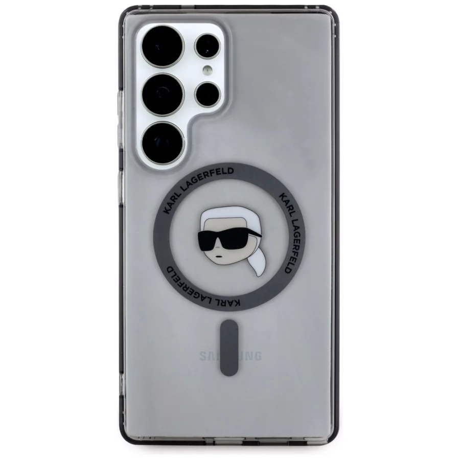 Etui Karl Lagerfeld Button Karl Head Printed Logo MagSafe Samsung Galaxy S25 Ultra czarny