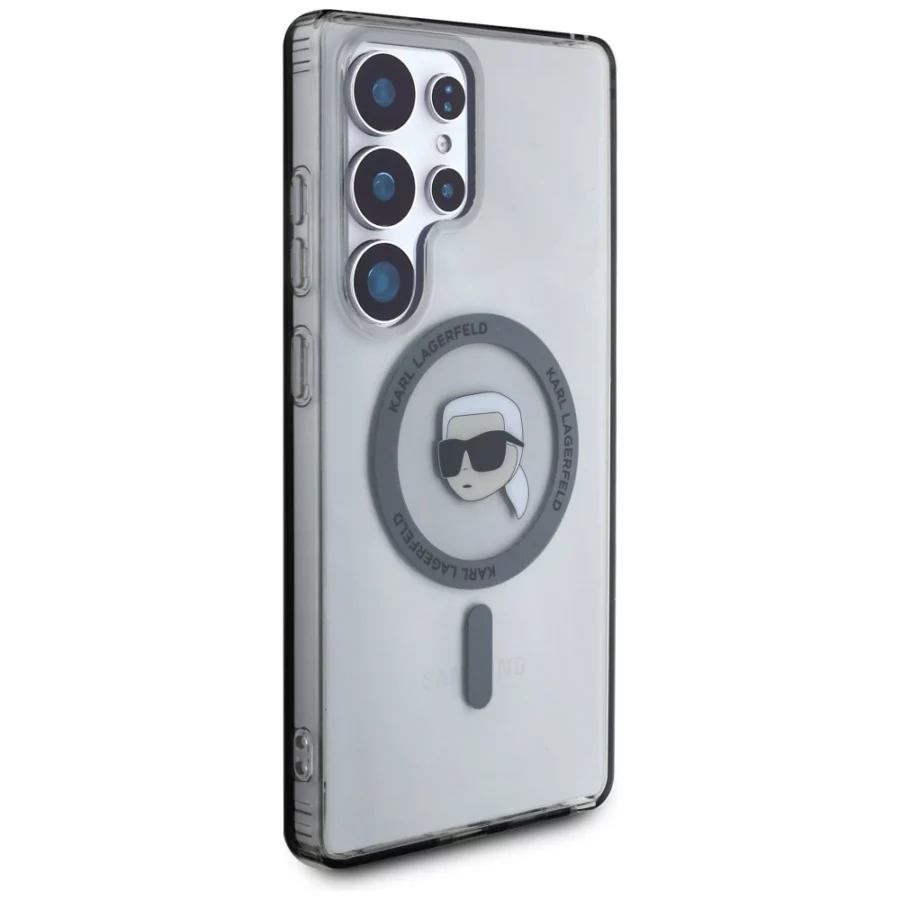Etui Karl Lagerfeld Button Karl Head Printed Logo MagSafe Samsung Galaxy S25 Ultra czarny