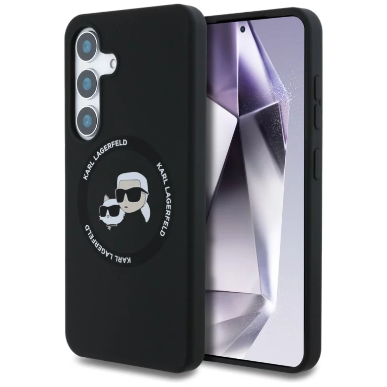 Etui Karl Lagerfeld Silicone Double Heads And Circle MagSafe Samsung Galaxy S25 czarny