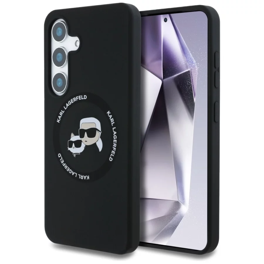Etui Karl Lagerfeld Silicone Double Heads And Circle MagSafe Samsung Galaxy S25 czarny