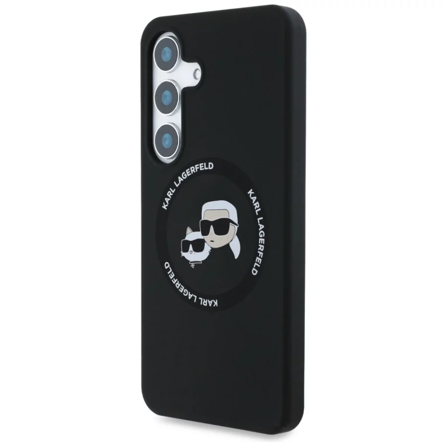 Etui Karl Lagerfeld Silicone Double Heads And Circle MagSafe Samsung Galaxy S25 czarny