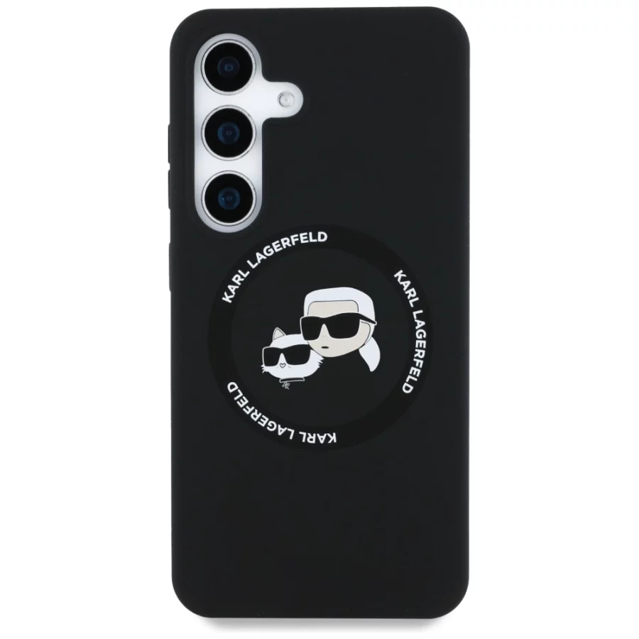 Etui Karl Lagerfeld Silicone Double Heads And Circle MagSafe Samsung Galaxy S25 czarny