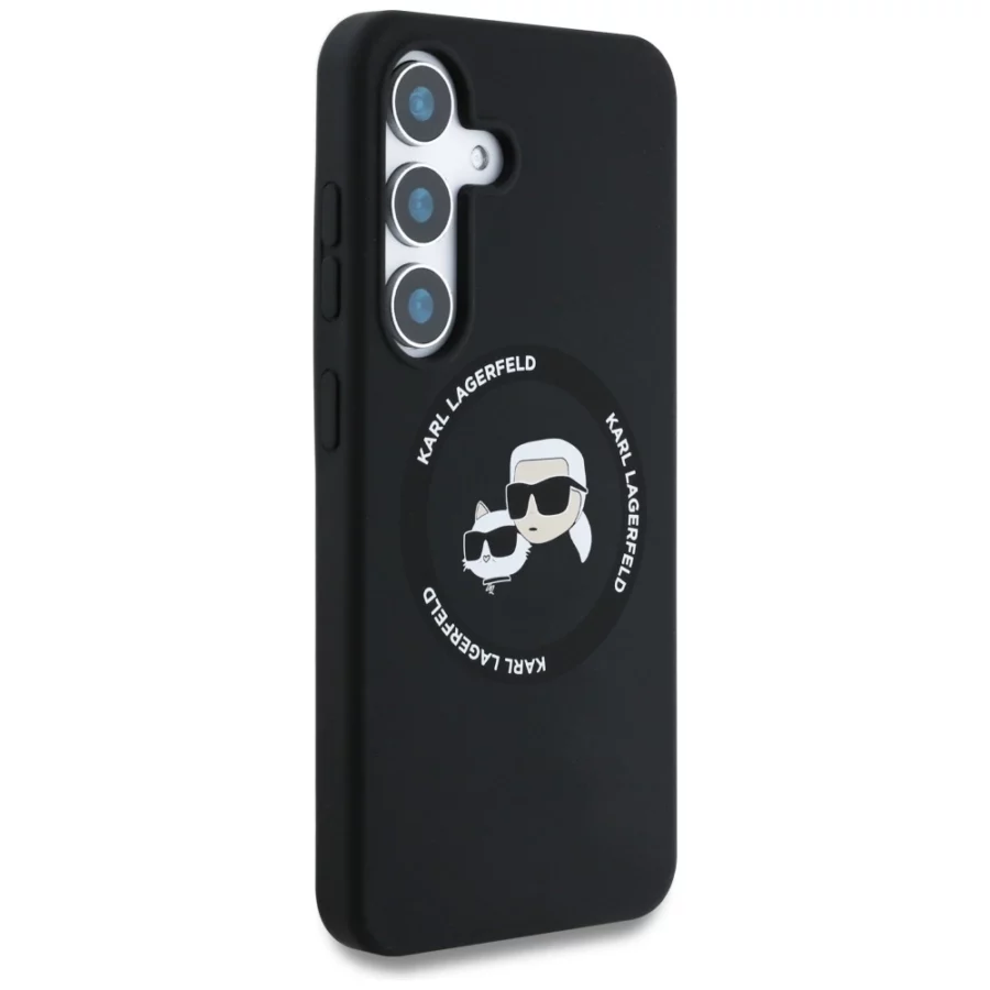 Etui Karl Lagerfeld Silicone Double Heads And Circle MagSafe Samsung Galaxy S25 czarny