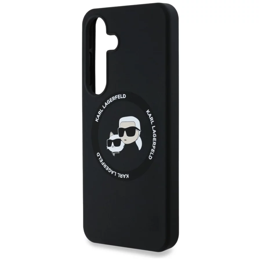 Etui Karl Lagerfeld Silicone Double Heads And Circle MagSafe Samsung Galaxy S25 czarny