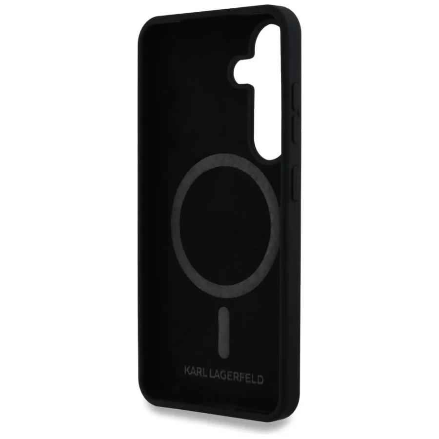 Etui Karl Lagerfeld Silicone Double Heads And Circle MagSafe Samsung Galaxy S25 czarny