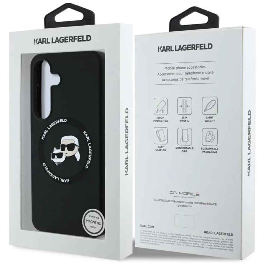 Etui Karl Lagerfeld Silicone Double Heads And Circle MagSafe Samsung Galaxy S25 Plus czarny