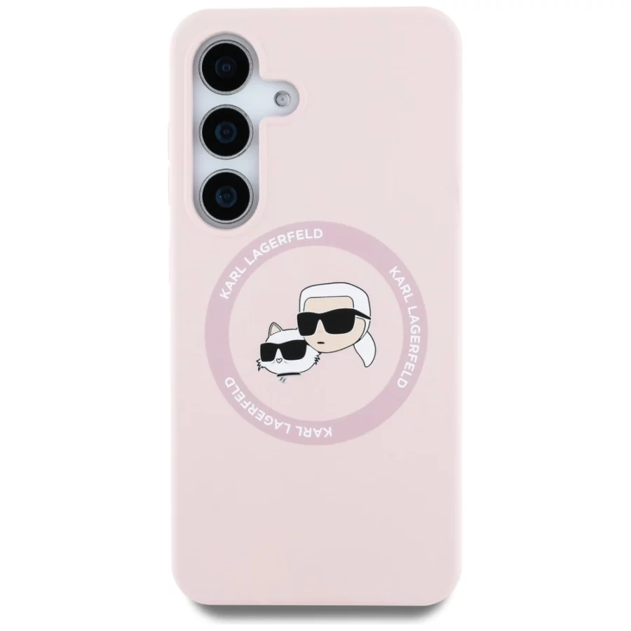 Etui Karl Lagerfeld Silicone Double Heads And Circle MagSafe Samsung Galaxy S25 Plus różowy