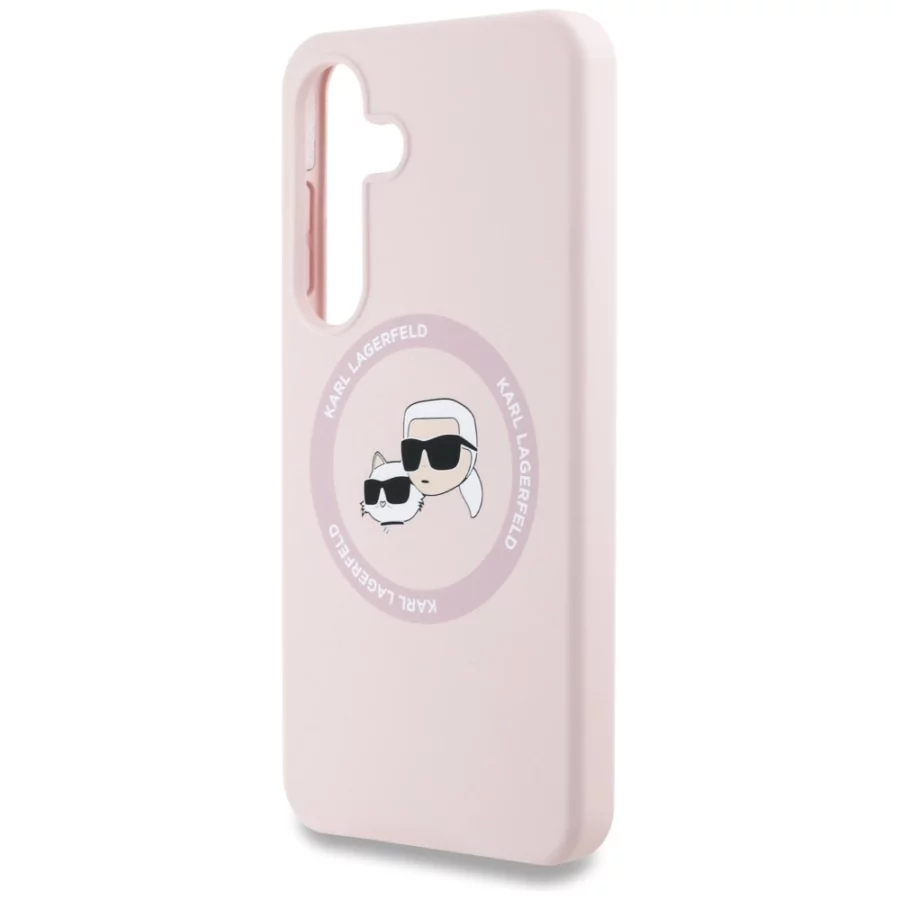 Etui Karl Lagerfeld Silicone Double Heads And Circle MagSafe Samsung Galaxy S25 Plus różowy