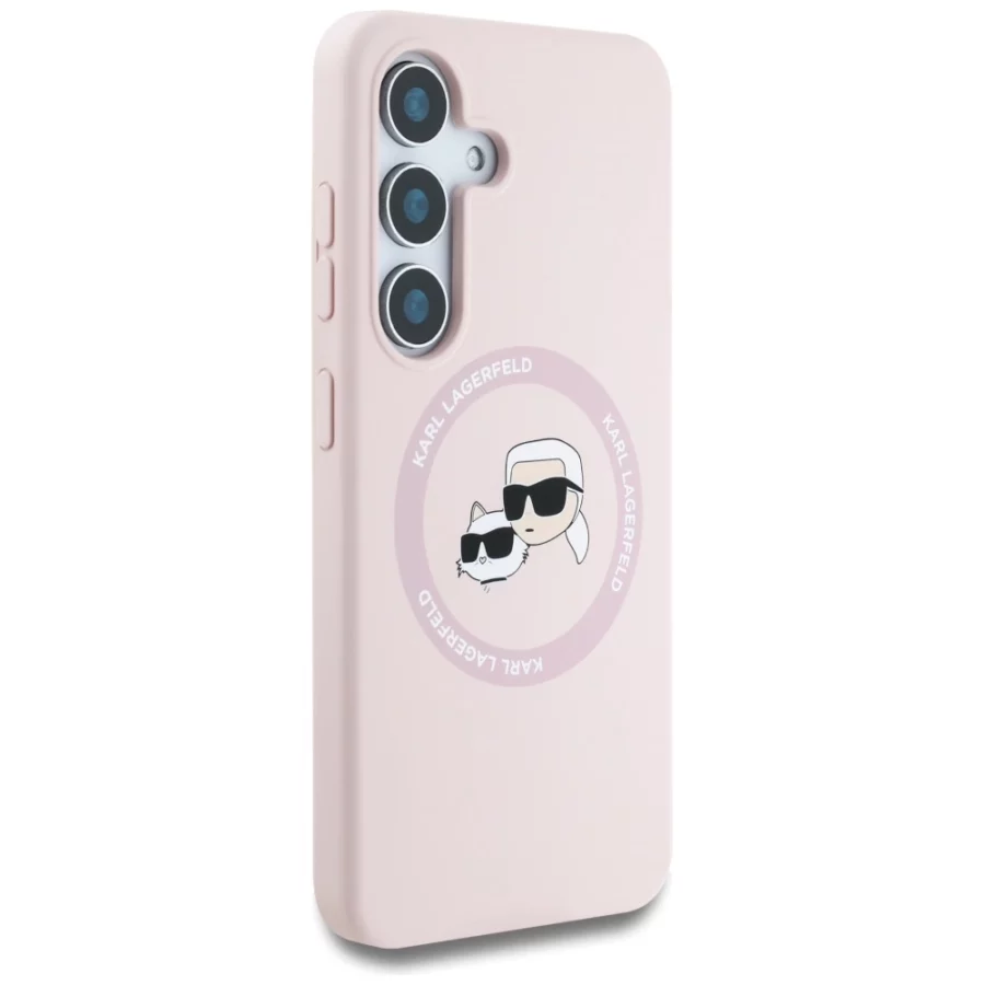 Etui Karl Lagerfeld Silicone Double Heads And Circle MagSafe Samsung Galaxy S25 różowy