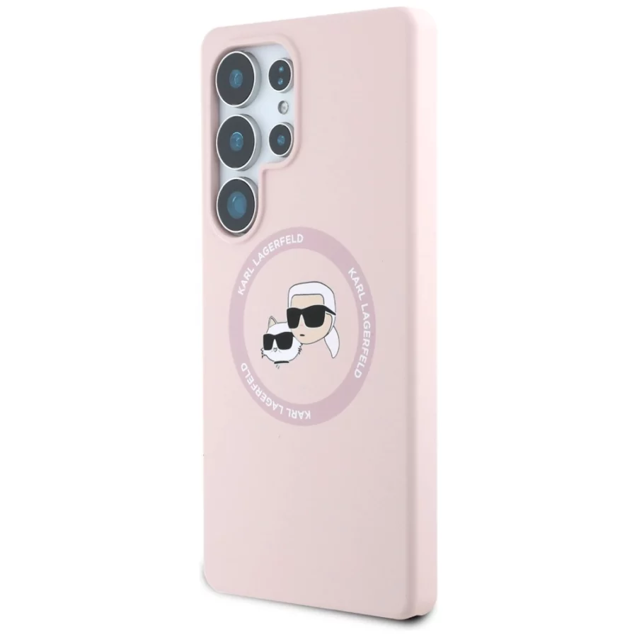 Etui Karl Lagerfeld Silicone Double Heads And Circle MagSafe Samsung Galaxy S25 Ultra różowy
