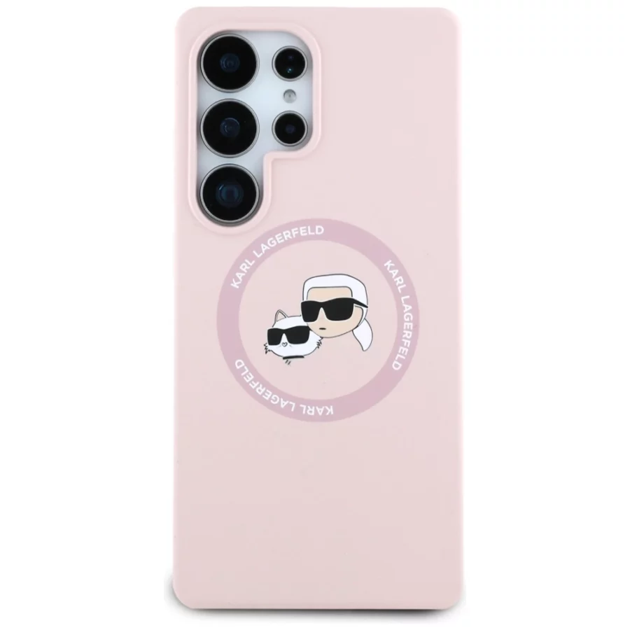 Etui Karl Lagerfeld Silicone Double Heads And Circle MagSafe Samsung Galaxy S25 Ultra różowy