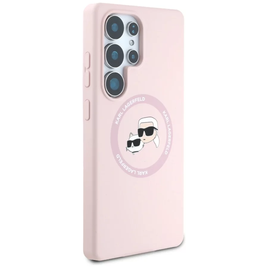 Etui Karl Lagerfeld Silicone Double Heads And Circle MagSafe Samsung Galaxy S25 Ultra różowy