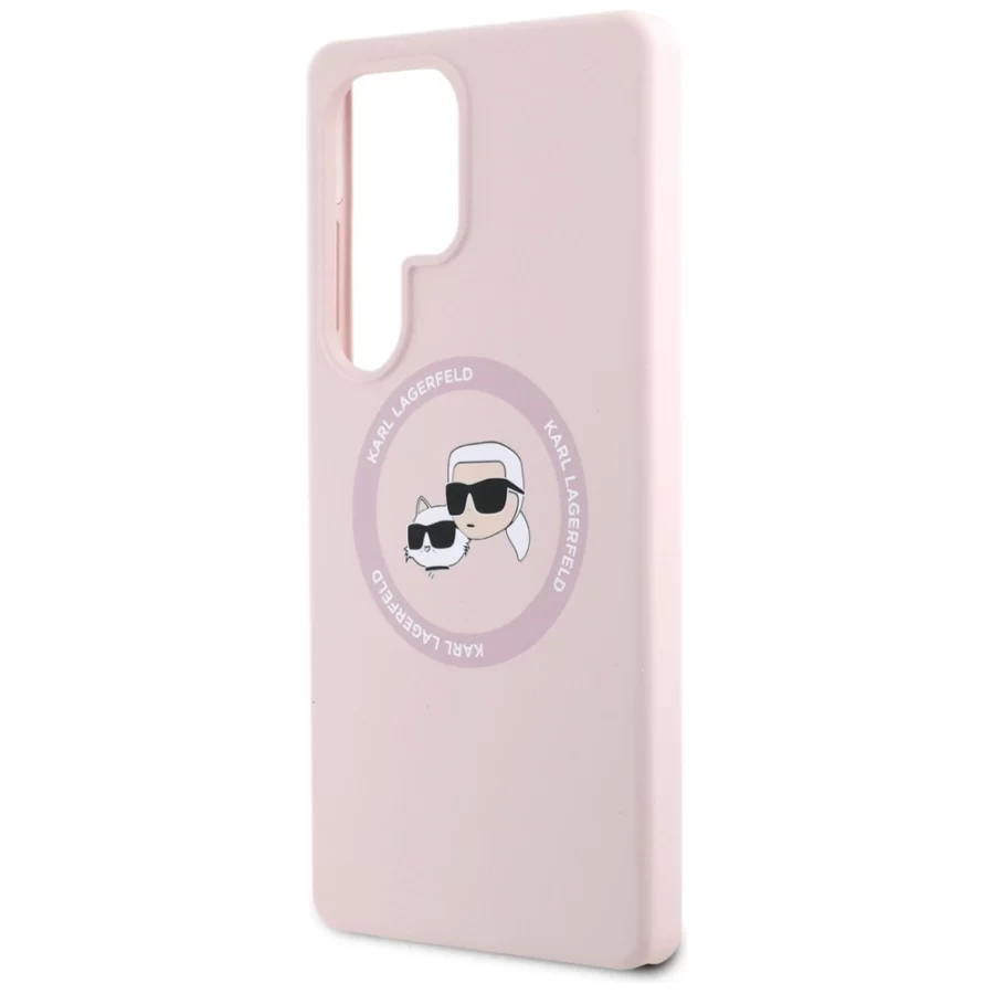 Etui Karl Lagerfeld Silicone Double Heads And Circle MagSafe Samsung Galaxy S25 Ultra różowy
