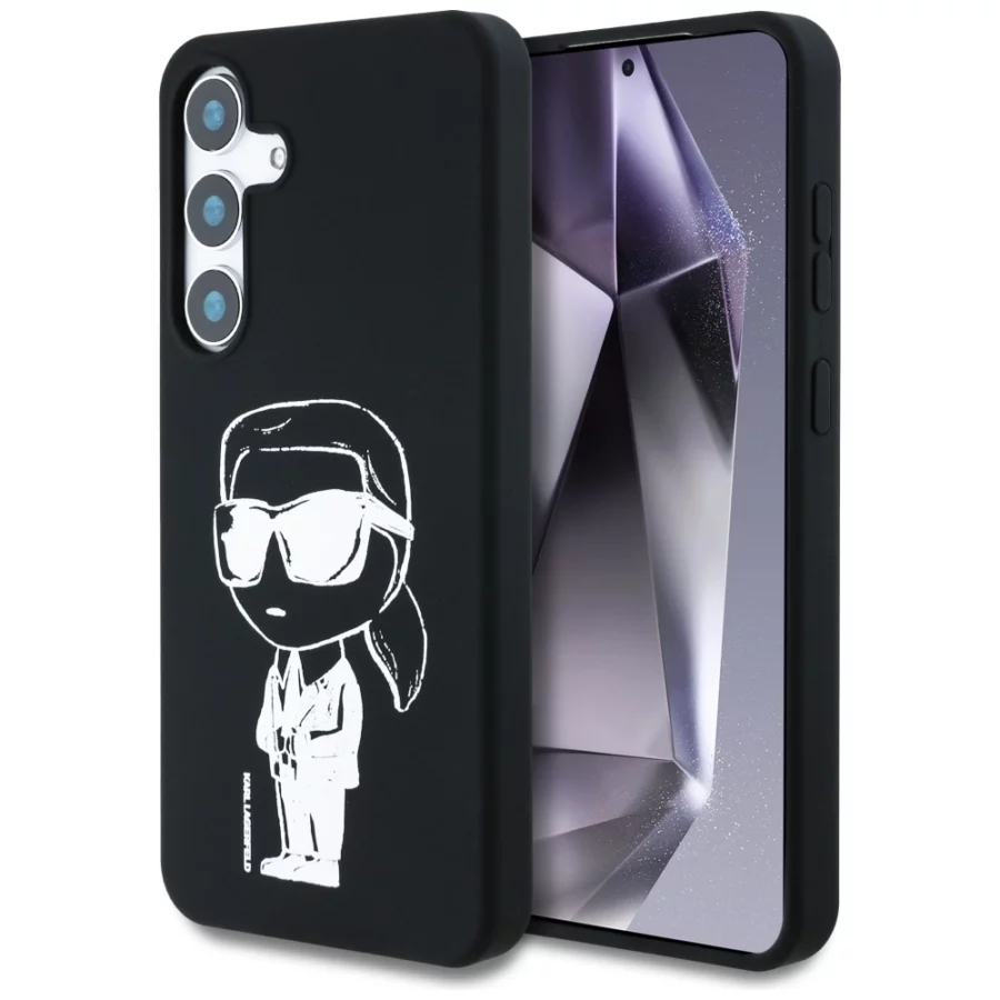Etui Karl Lagerfeld Silicone Graffiti Ikonik Printed Logo MagSafe Samsung Galaxy S25 czarny