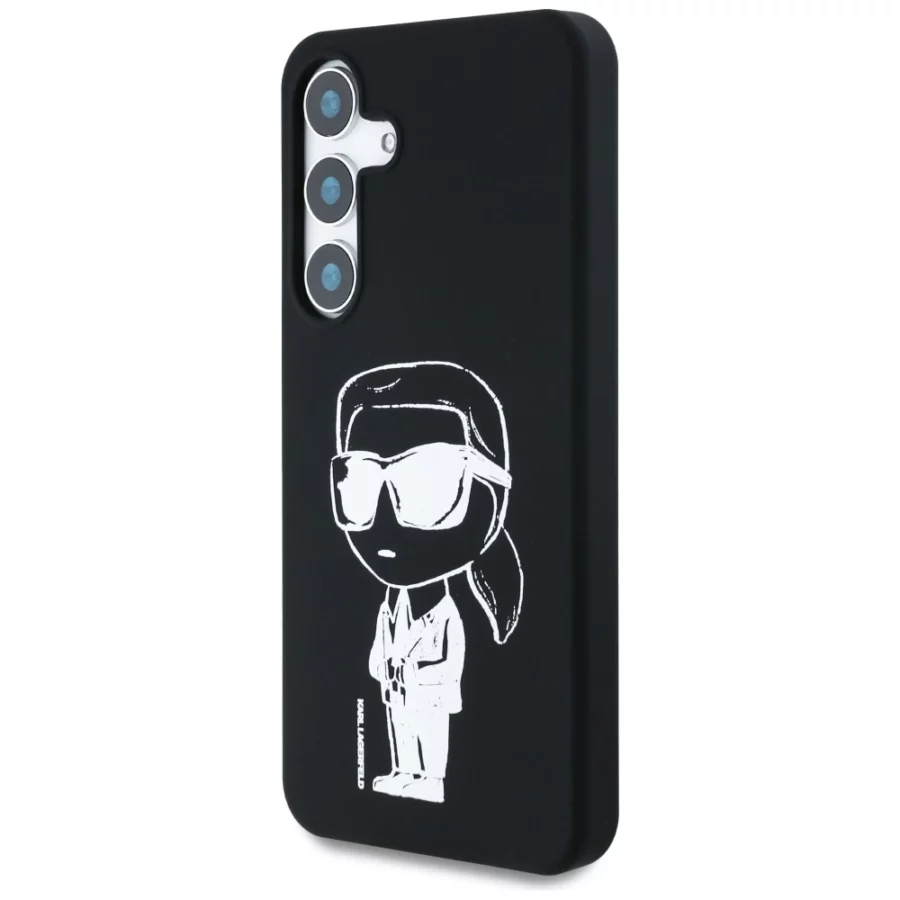Etui Karl Lagerfeld Silicone Graffiti Ikonik Printed Logo MagSafe Samsung Galaxy S25 czarny