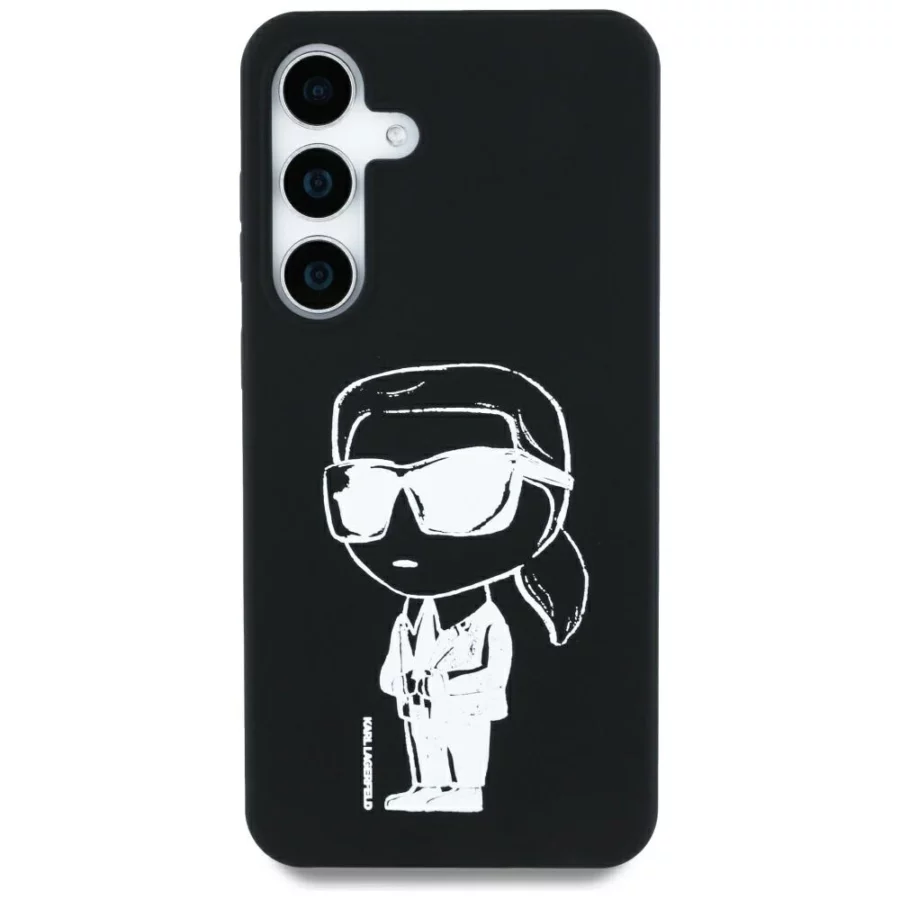 Etui Karl Lagerfeld Silicone Graffiti Ikonik Printed Logo MagSafe Samsung Galaxy S25 czarny