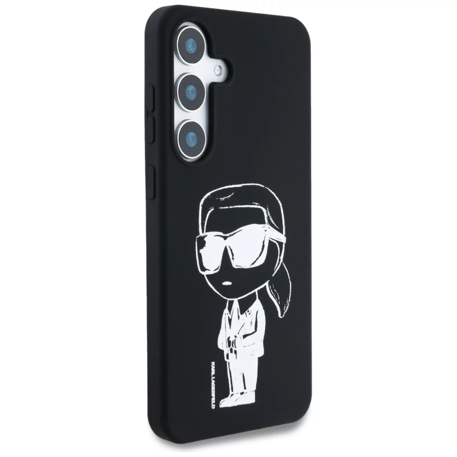 Etui Karl Lagerfeld Silicone Graffiti Ikonik Printed Logo MagSafe Samsung Galaxy S25 czarny