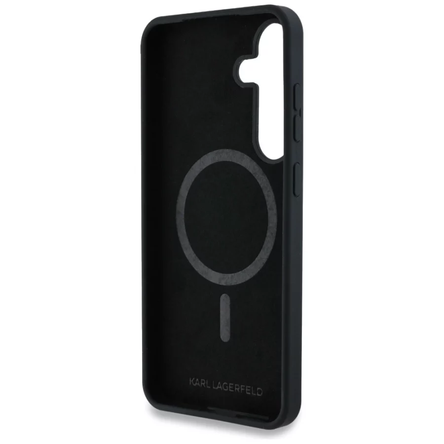 Etui Karl Lagerfeld Silicone Graffiti Ikonik Printed Logo MagSafe Samsung Galaxy S25 czarny