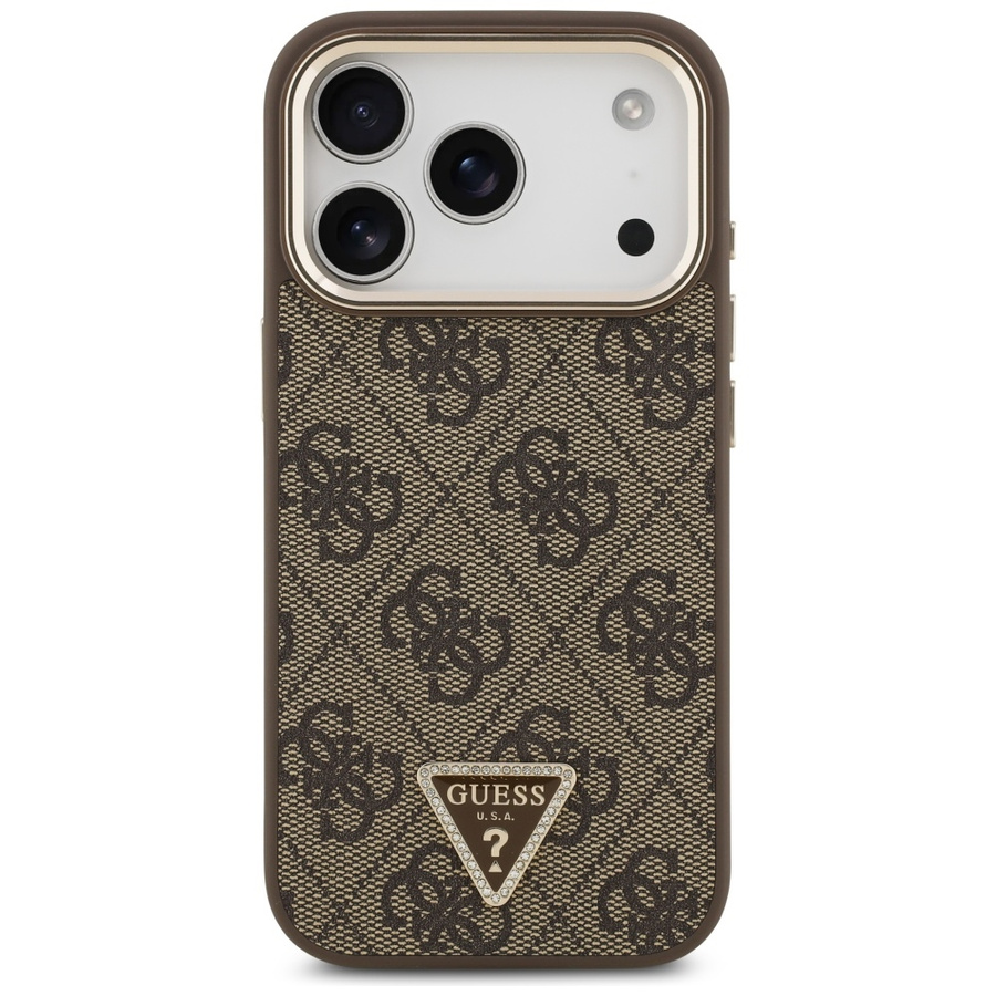 Etui Guess 4G Triangle Logo MagSafe do   iPhone 17 Pro brązowy złoty