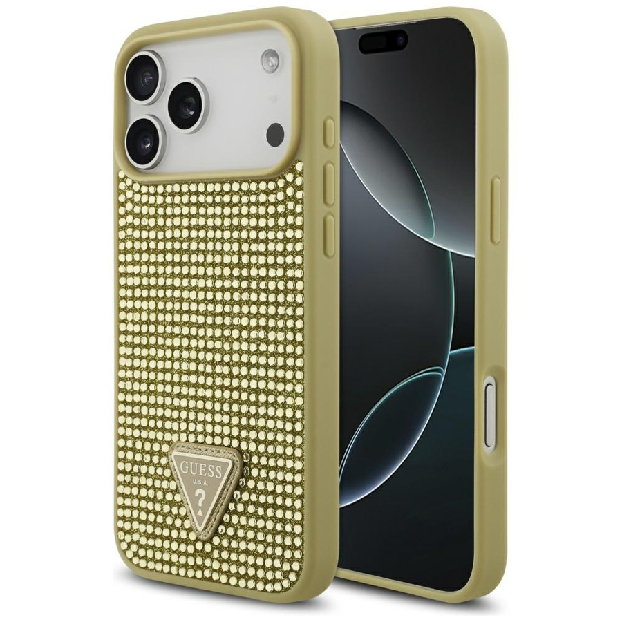 Etui Guess Rhinestone Triangle Logo do   iPhone 17 Pro Max złoty