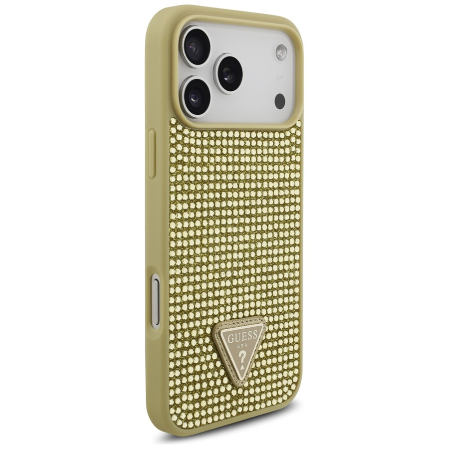Etui Guess Rhinestone Triangle Logo do   iPhone 17 Pro Max złoty