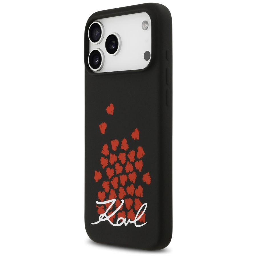 Etui Karl Lagerfeld Silicone Heart Sign  Logo MagSafe do iPhone 17 Pro Max czarny