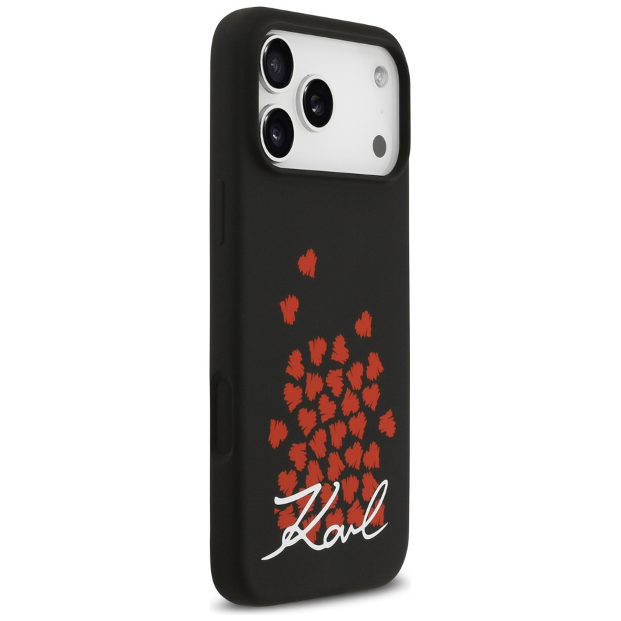 Etui Karl Lagerfeld Silicone Heart Sign  Logo MagSafe do iPhone 17 Pro Max czarny