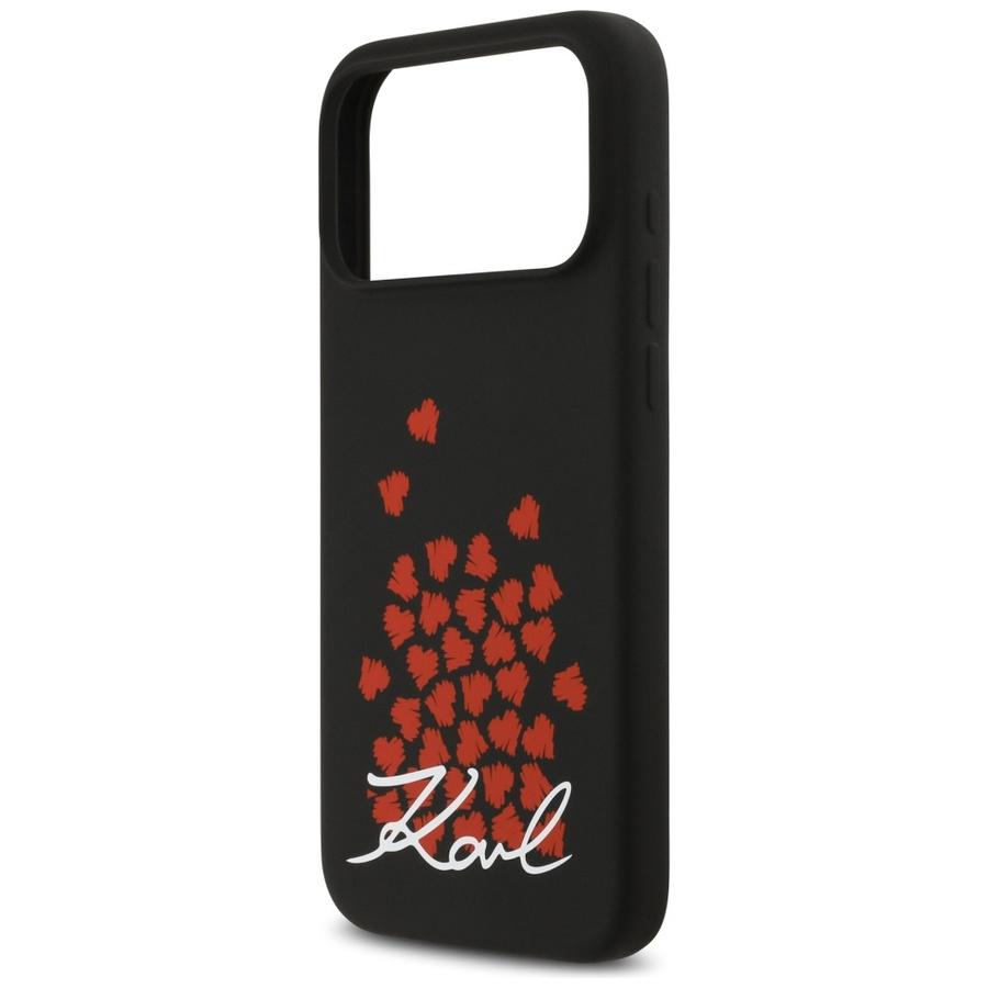 Etui Karl Lagerfeld Silicone Heart Sign  Logo MagSafe do iPhone 17 Pro Max czarny