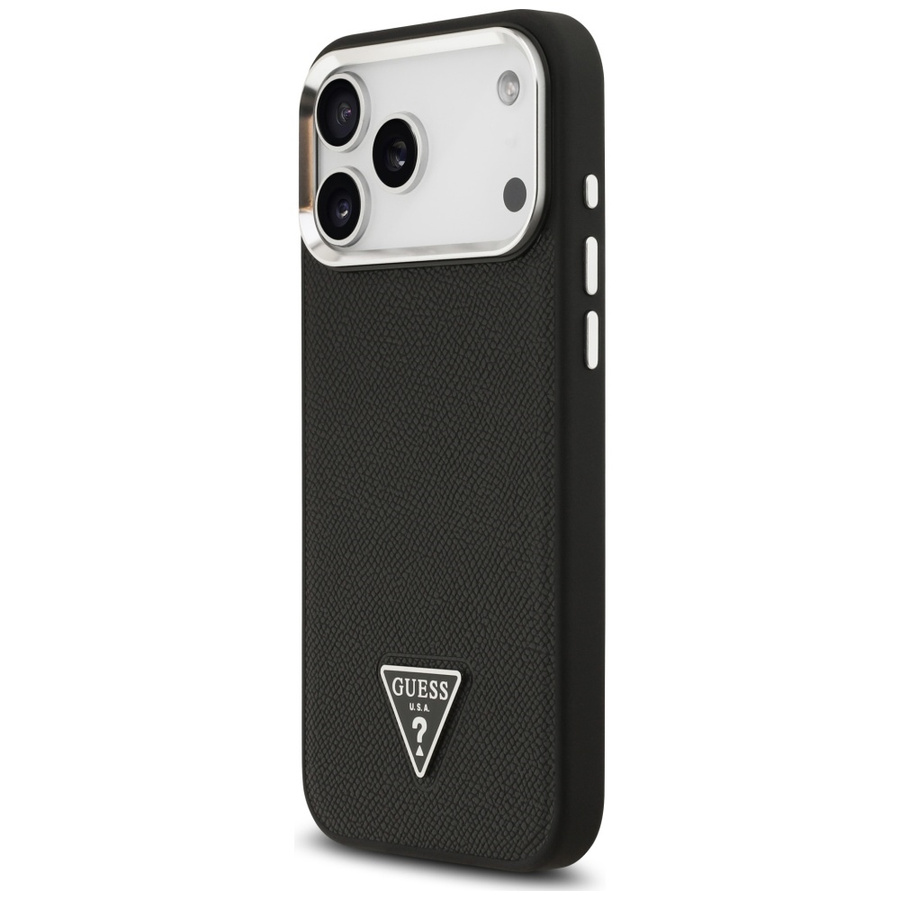 Etui Guess Grained Triangle Logo MagSafe do iPhone 17 Pro czarny
