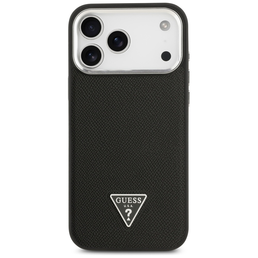 Etui Guess Grained Triangle Logo MagSafe do iPhone 17 Pro czarny