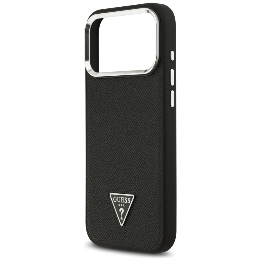 Etui Guess Grained Triangle Logo MagSafe do iPhone 17 Pro czarny