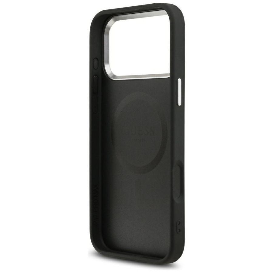 Etui Guess Grained Triangle Logo MagSafe do iPhone 17 Pro czarny