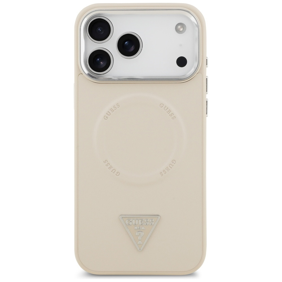 Etui Guess Triangle Logo MagSafe do      iPhone 17 Pro Max beżowy