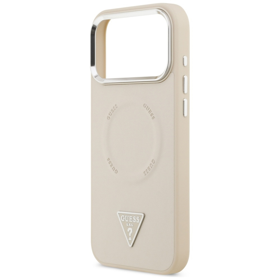 Etui Guess Triangle Logo MagSafe do      iPhone 17 Pro Max beżowy