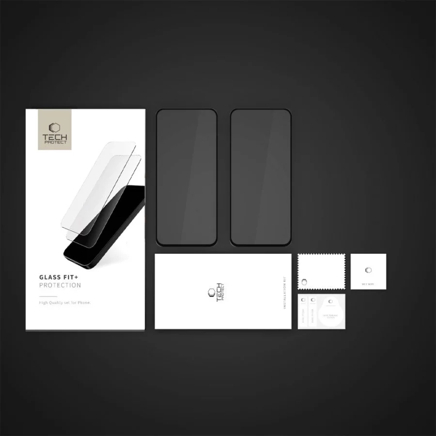 Szkło hartowane Tech-Protect Glass Fit+ 2-Pack na Motorola Moto G15 / G15 Power / G05 / E15 - czarne
