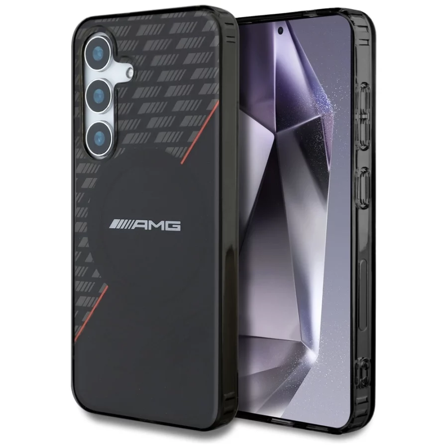 Etui AMG Double Layer Rhombs MagSafe na Samsung Galaxy S25 - czarno-czerwone