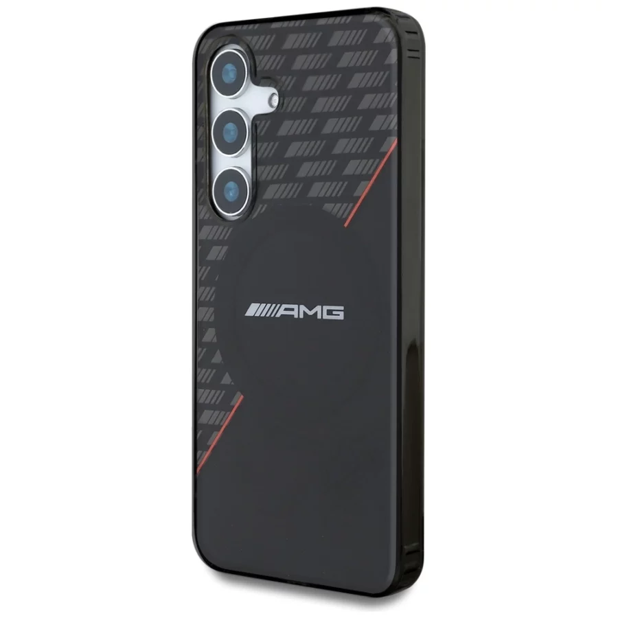 Etui AMG Double Layer Rhombs MagSafe na Samsung Galaxy S25 - czarno-czerwone