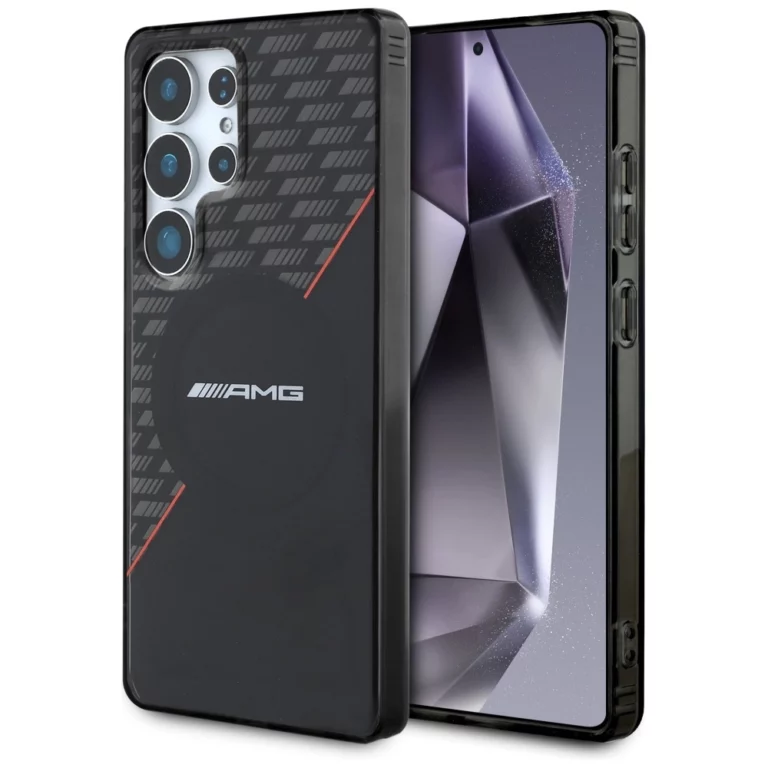Etui AMG Double Layer Rhombs MagSafe na Samsung Galaxy S25 Ultra - czarno-czerwone