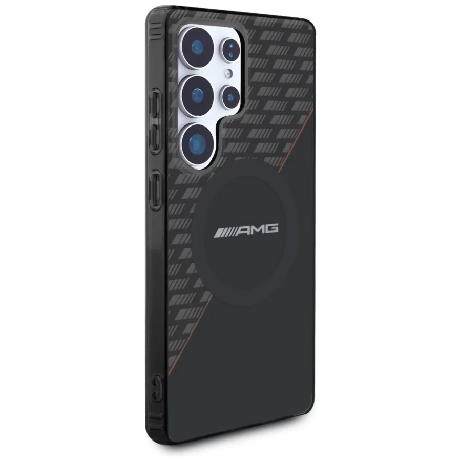 Etui AMG Double Layer Rhombs MagSafe na Samsung Galaxy S25 Ultra - czarno-czerwone