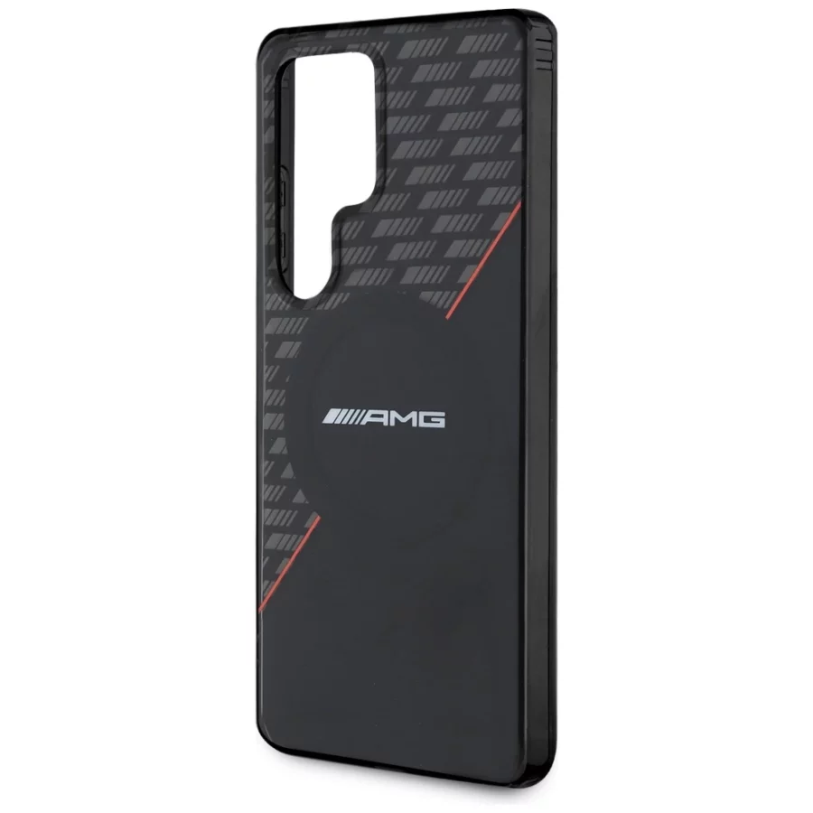 Etui AMG Double Layer Rhombs MagSafe na Samsung Galaxy S25 Ultra - czarno-czerwone