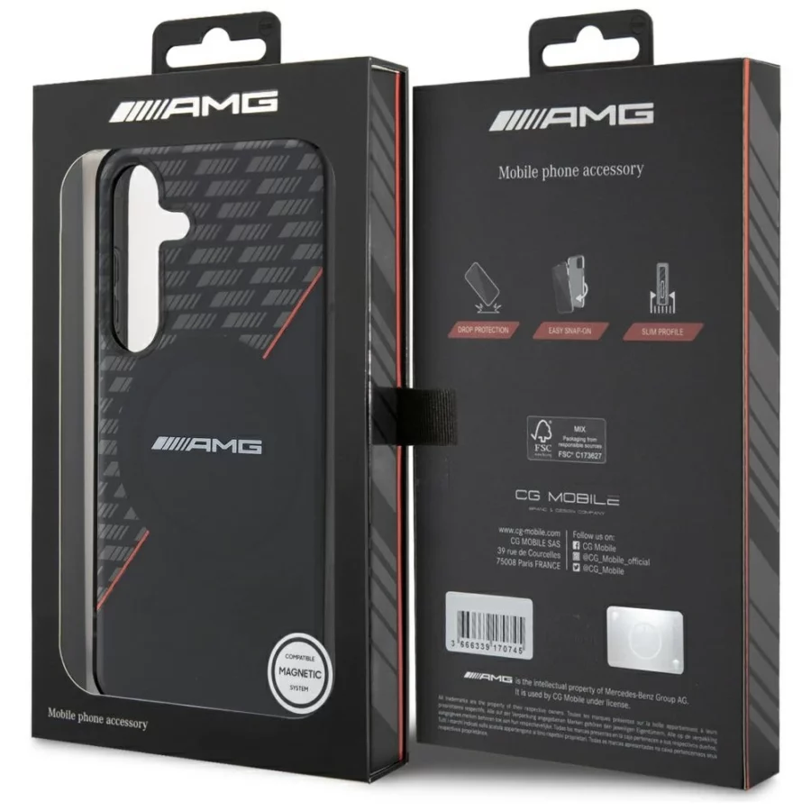 Etui AMG Double Layer Rhombs MagSafe na Samsung Galaxy S25+  - czarno-czerwone