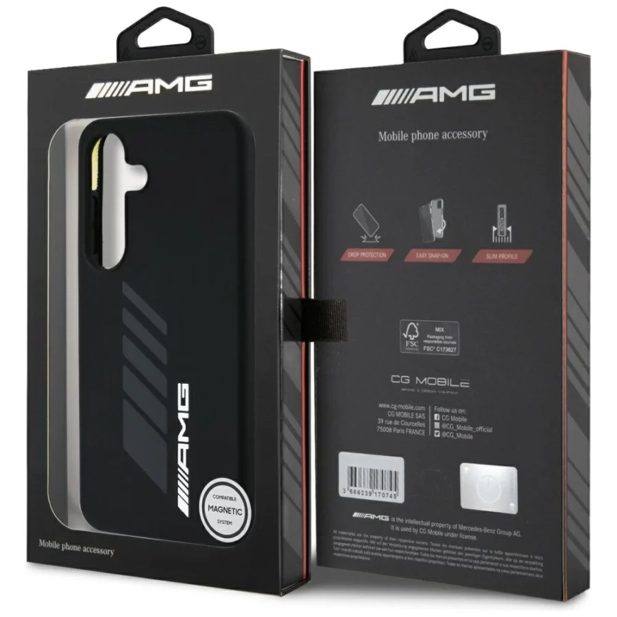 Etui AMG Oversize Rhombs MagSafe na Samsung Galaxy S25 - czarne