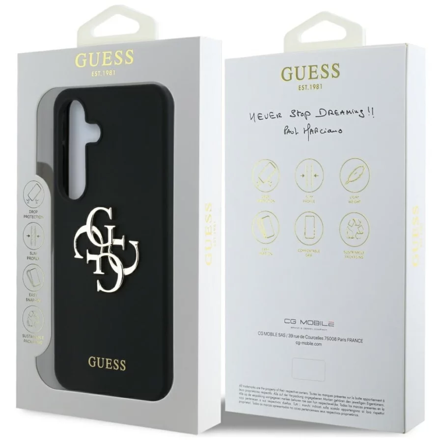 Etui Guess Silicone Big 4G Logo Bottom Script na Samsung Galaxy S25 - czarne