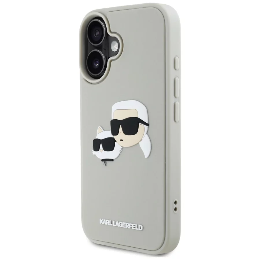 Etui Karl Lagerfeld HC 3D Rubber Double Heads na iPhone 16 - beżowe