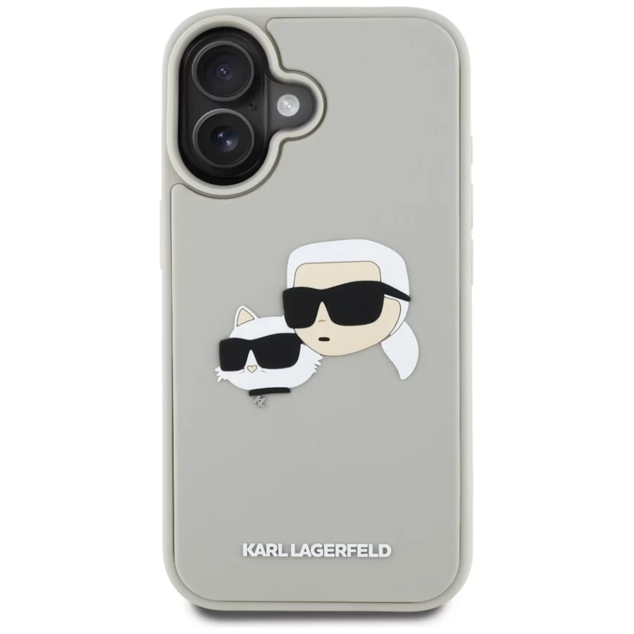 Etui Karl Lagerfeld HC 3D Rubber Double Heads na iPhone 16 - beżowe