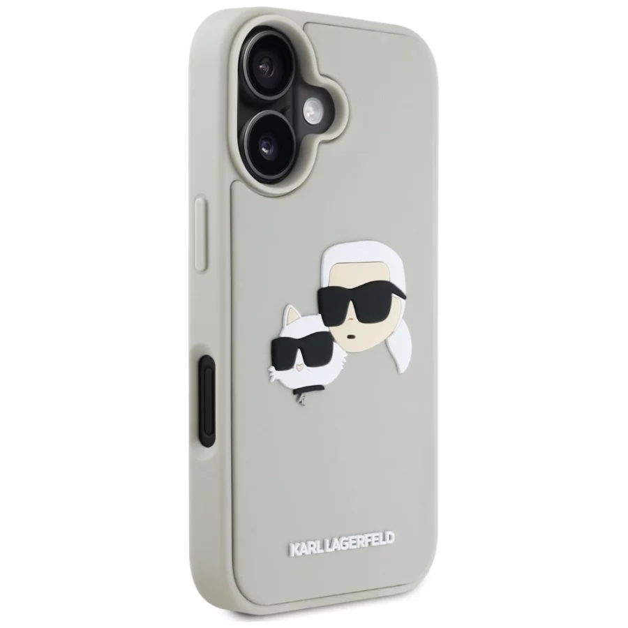 Etui Karl Lagerfeld HC 3D Rubber Double Heads na iPhone 16 - beżowe