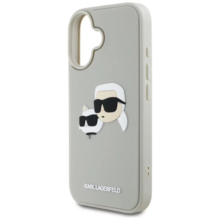 Etui Karl Lagerfeld HC 3D Rubber Double Heads na iPhone 16 - beżowe