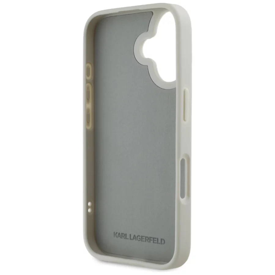 Etui Karl Lagerfeld HC 3D Rubber Double Heads na iPhone 16 - beżowe
