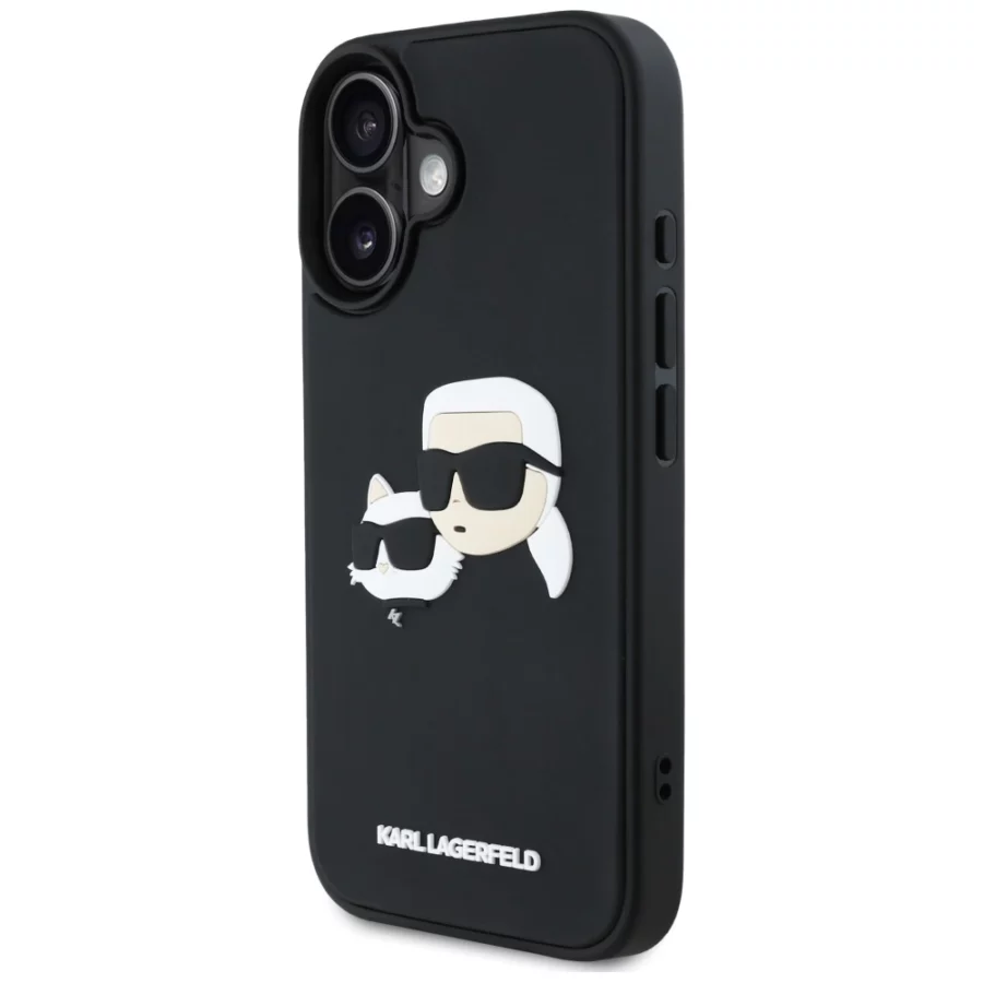 Etui Karl Lagerfeld HC 3D Rubber Double Heads na iPhone 16 - czarne