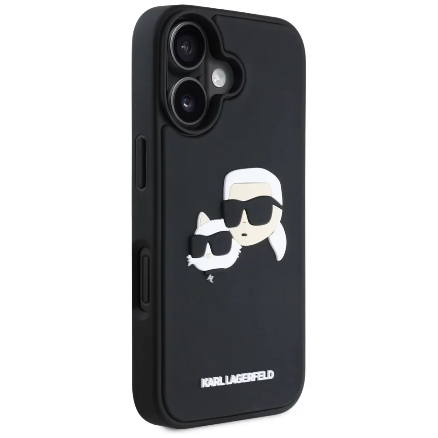 Etui Karl Lagerfeld HC 3D Rubber Double Heads na iPhone 16 - czarne